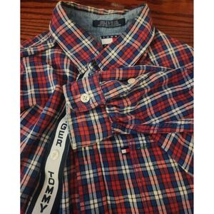Y2K Tommy Hilfiger Flannel Shirt Long Sleeve Size‎ XL Red Blue White